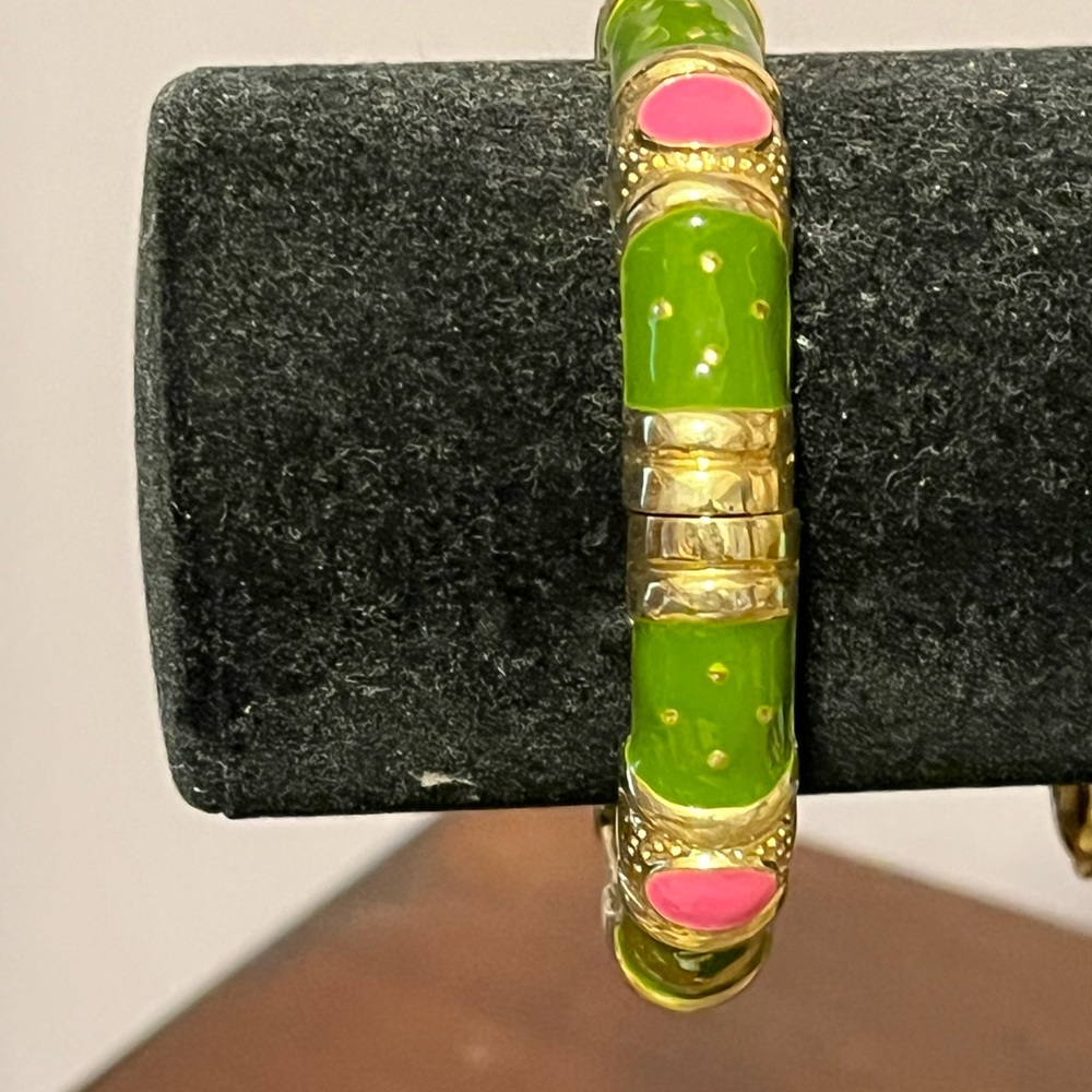 Enamel spring pink green bracelet